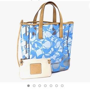 Vintage Coach Monogram Clear Beach Tote Large 8143